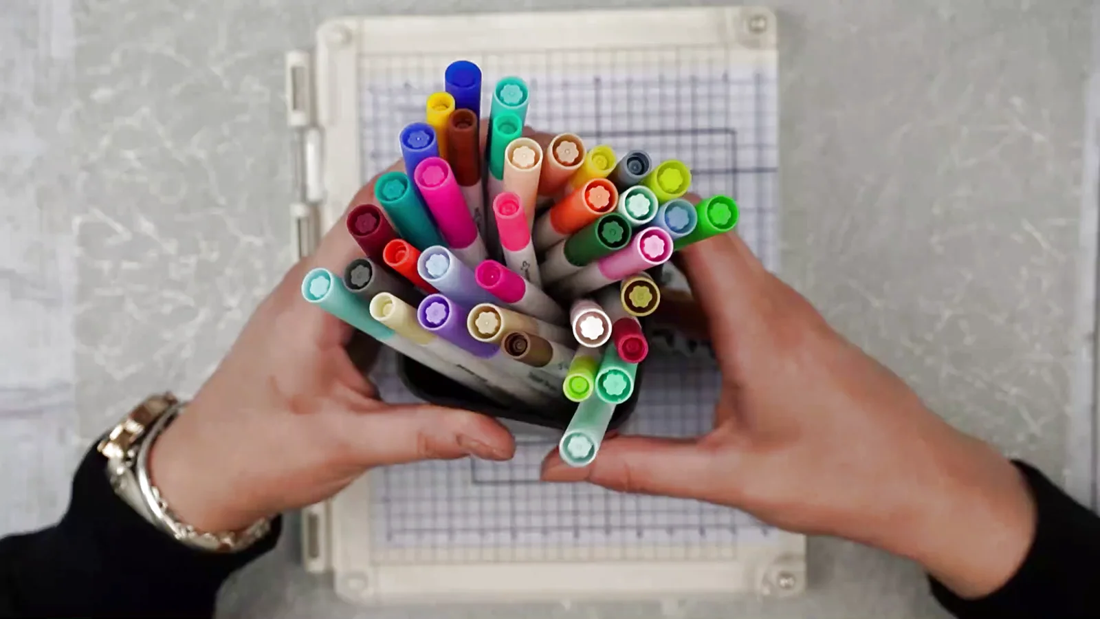 Card making top tips video: colourful markers ready for a quick technique