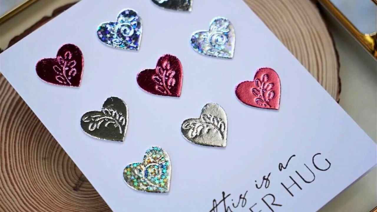 Love Hearts Created Using Adhesive Foil in Card Making