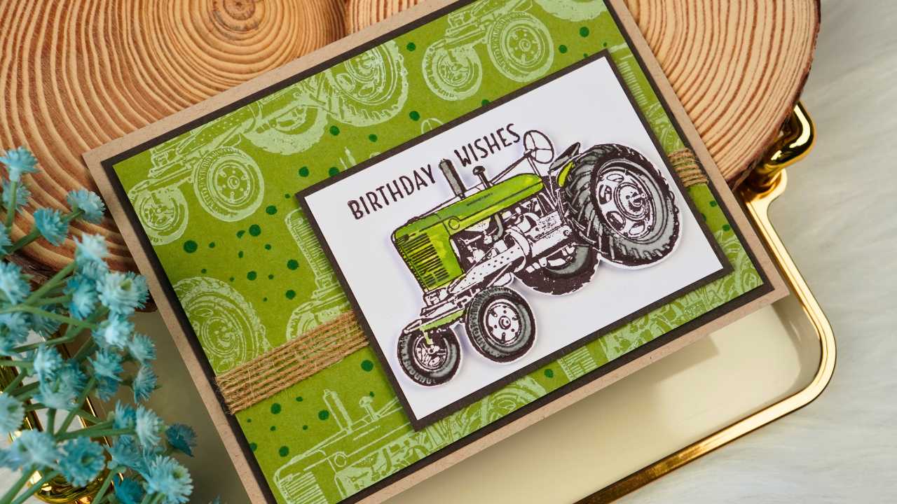 Natasha Foote Creative Birthday Wishes Card with Green Tractor