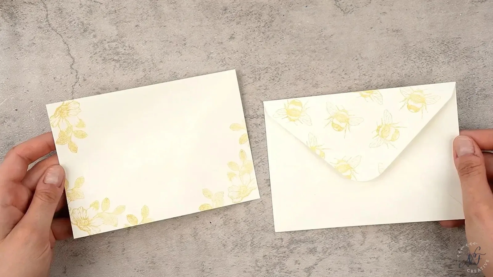 Matching envelopes in card making front and back of envelope with embossed images